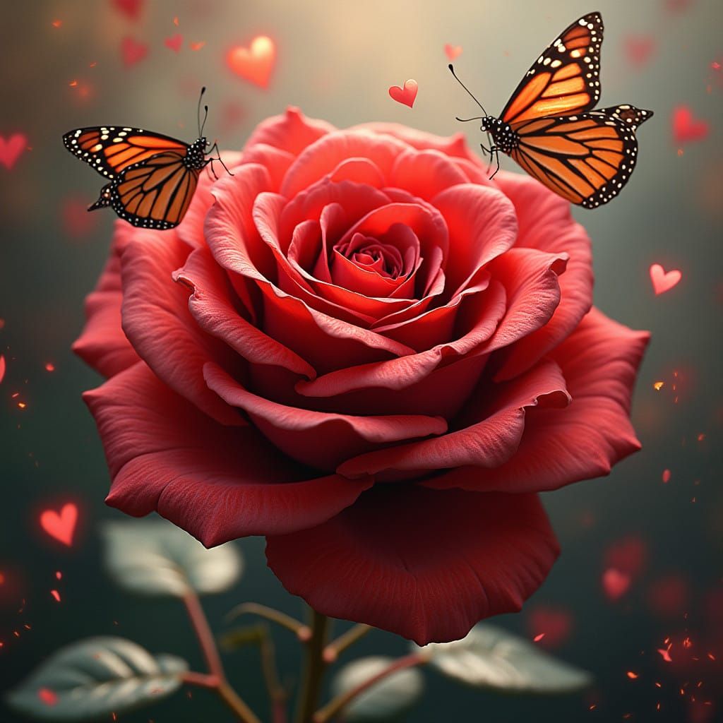 Majestic Red Rose in Whispers of Nature's Breeze