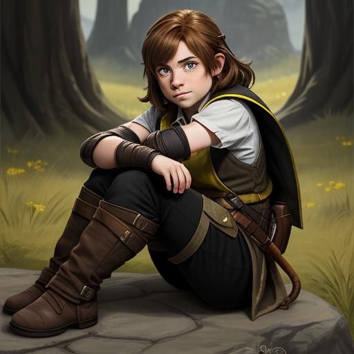 Female Halfling Ranger Portrait in Fantasy Style