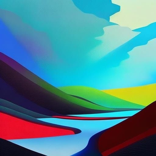 Abstract Landscape in Matte Painting Technique