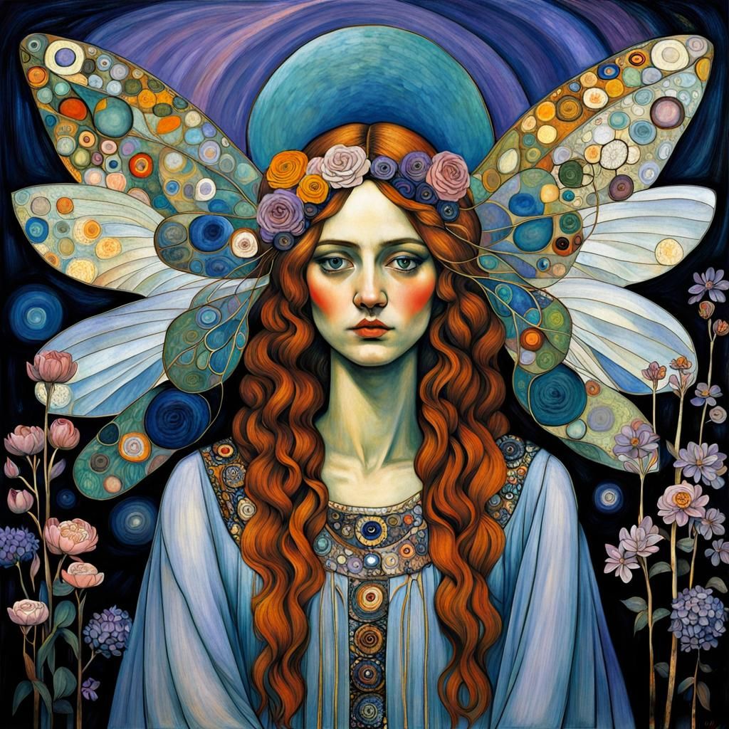 Ethereal Angel Girl in Surrealist Bohemian Style