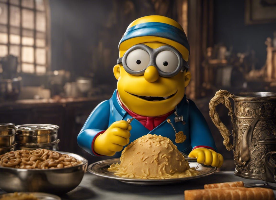 Ralph Wiggum Eating Paste in Hyperrealistic Style