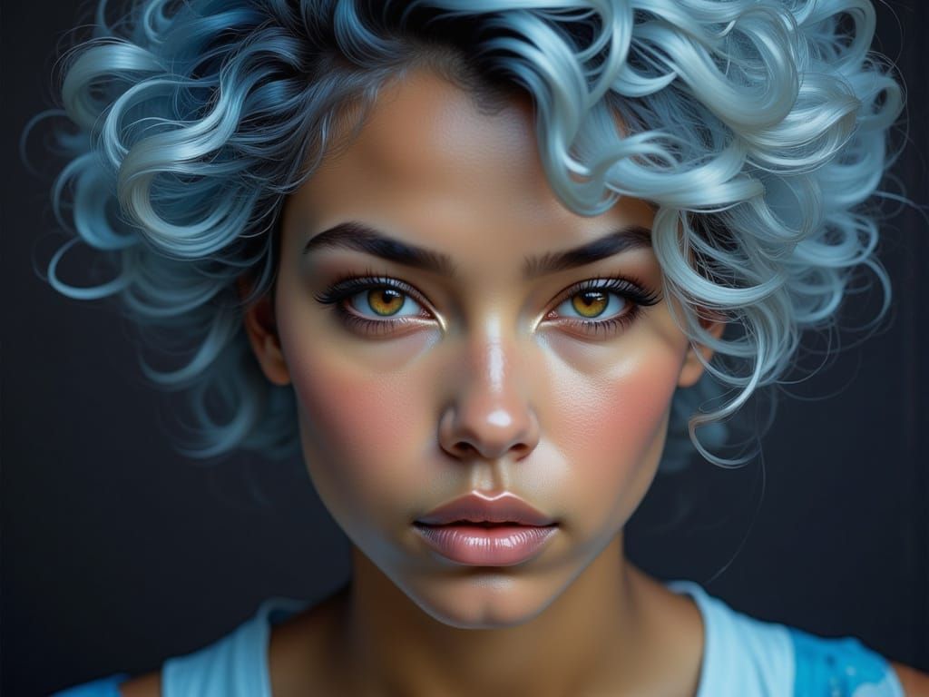 Exotic Dancer with Asymmetric Hair in Vibrant Colors