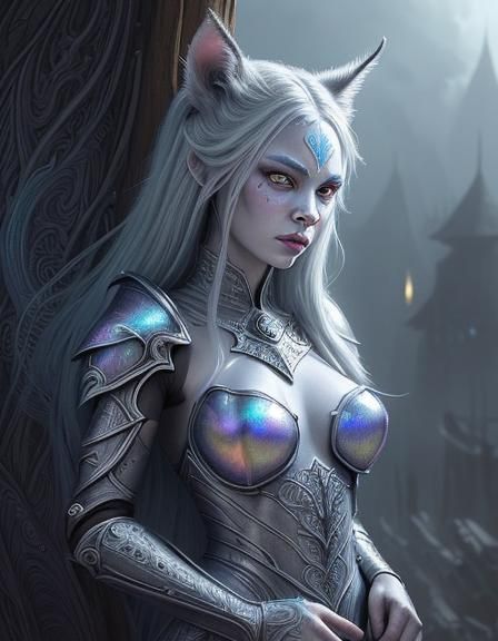 Khajiit Paladin with Iridescent Armor