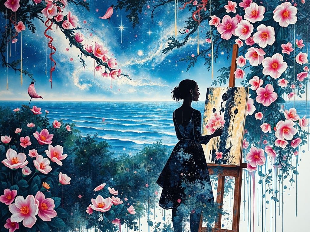 Vibrant Floral Dreamscape in Maximalist Style