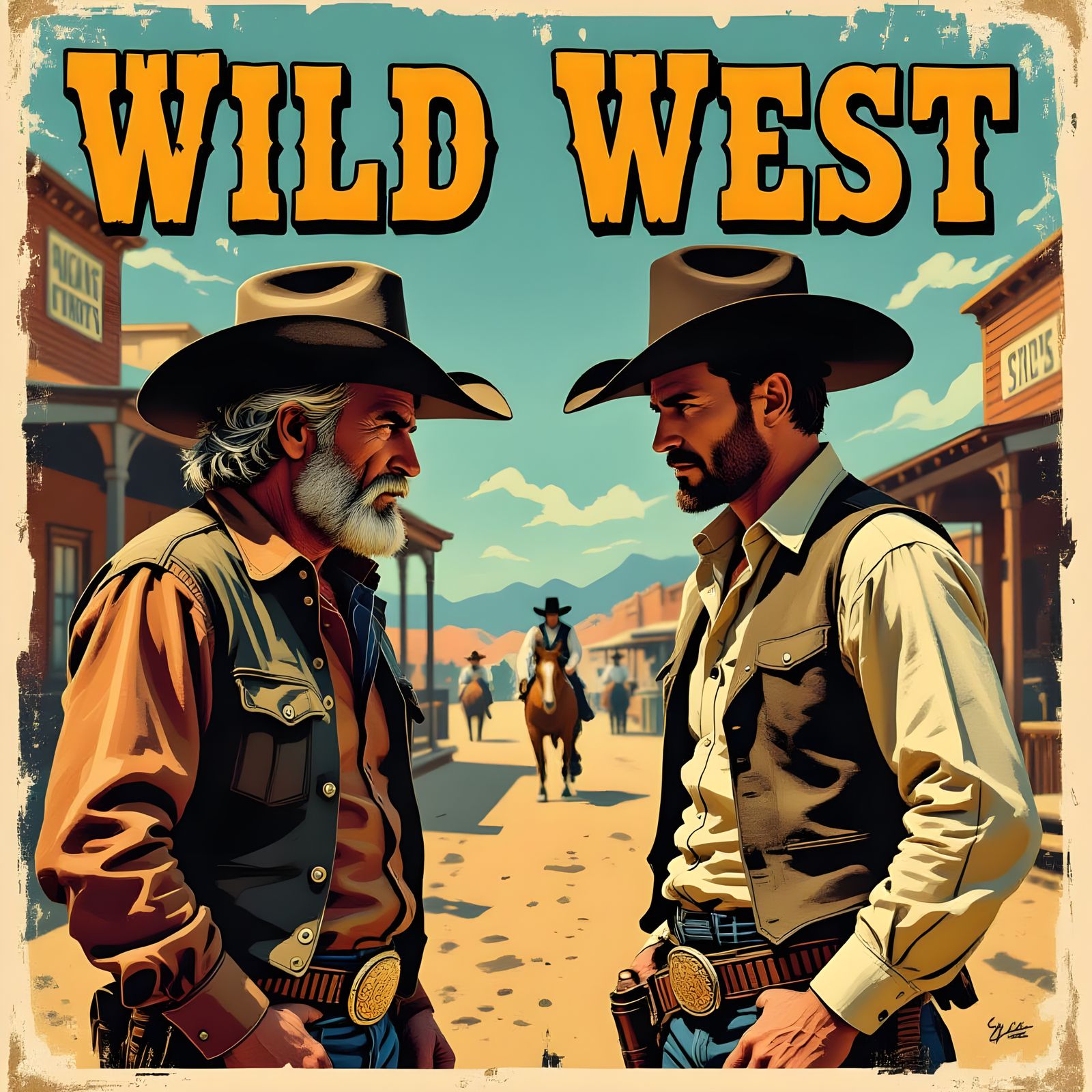 Wild West Saloon Standoff Movie Poster Art