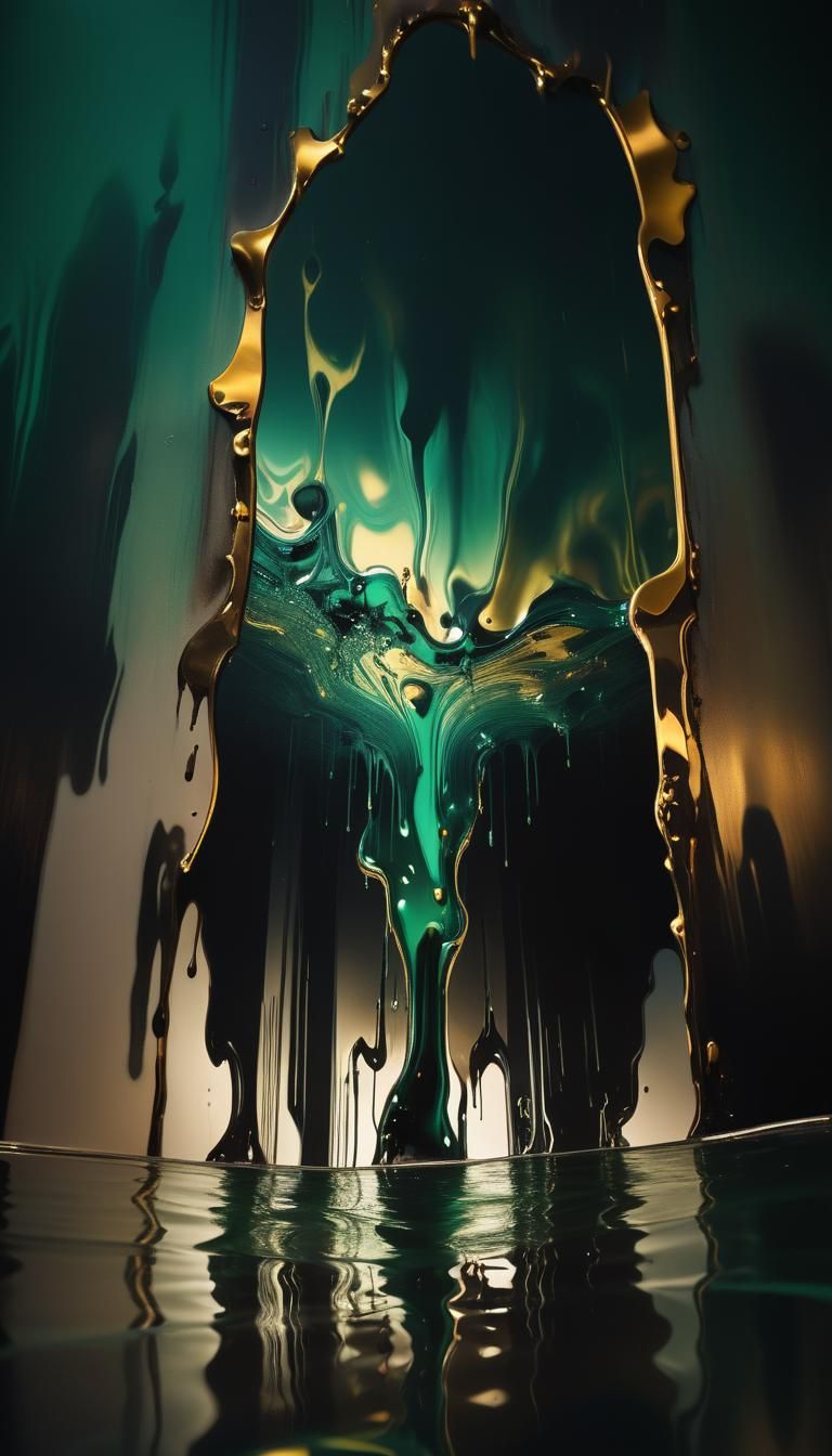 Surreal Liquid Mirror Reflects Glowing Cityscape