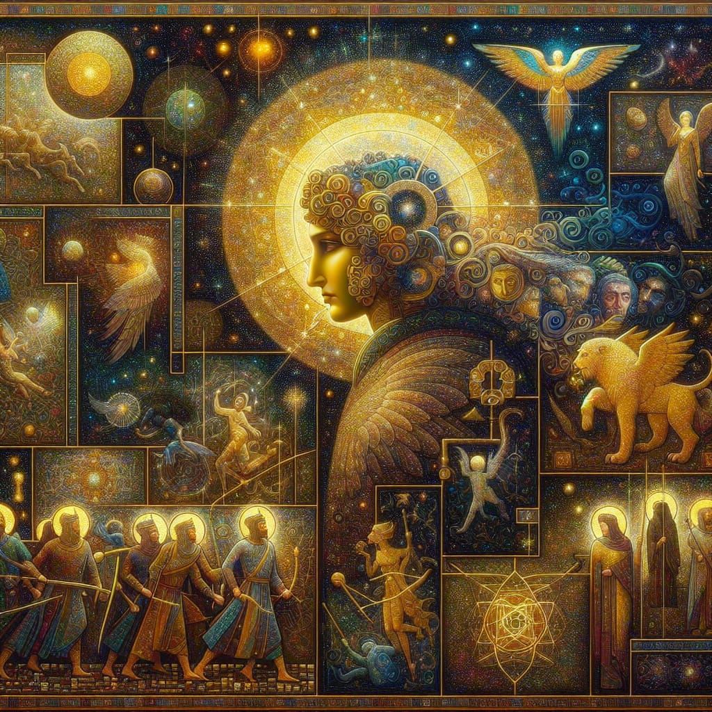 Sogdian Prophet Portrait with Nimbus and Cosmic Alignment