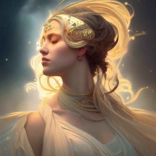 Celestial Goddess Portrait in Hyperdetailed Lighting