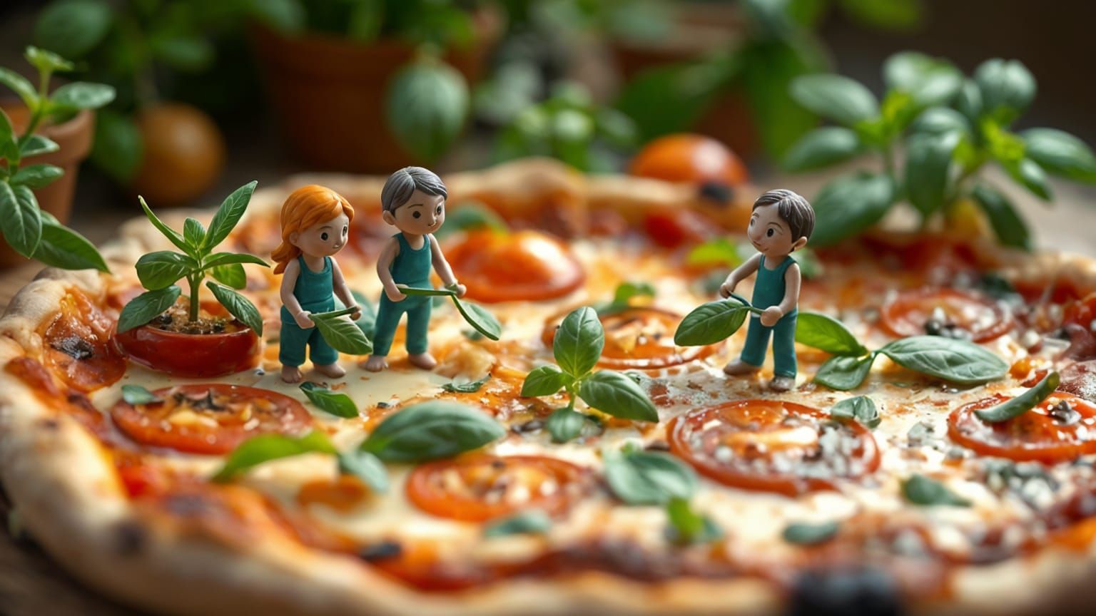 Claymation Gardeners Tend a Pizza Garden