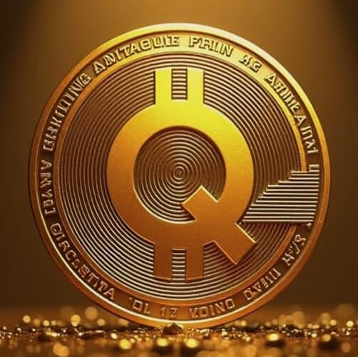 Hyperrealistic Gold Qtcoin with Intricate Details