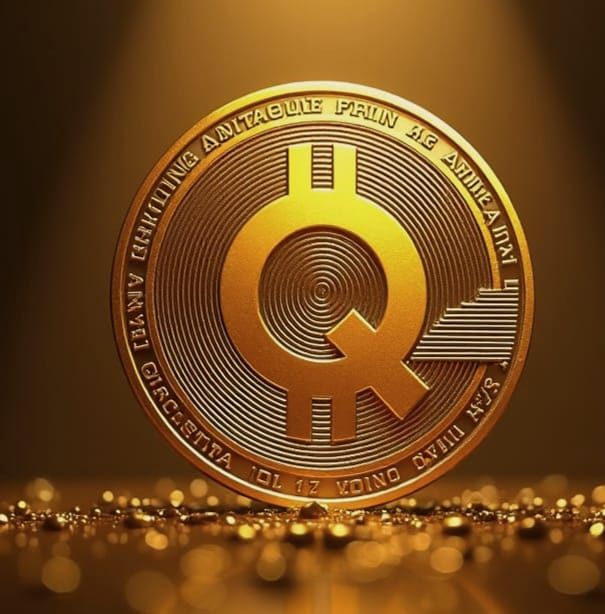 Gold Qtcoin with Intricate Details in HDR