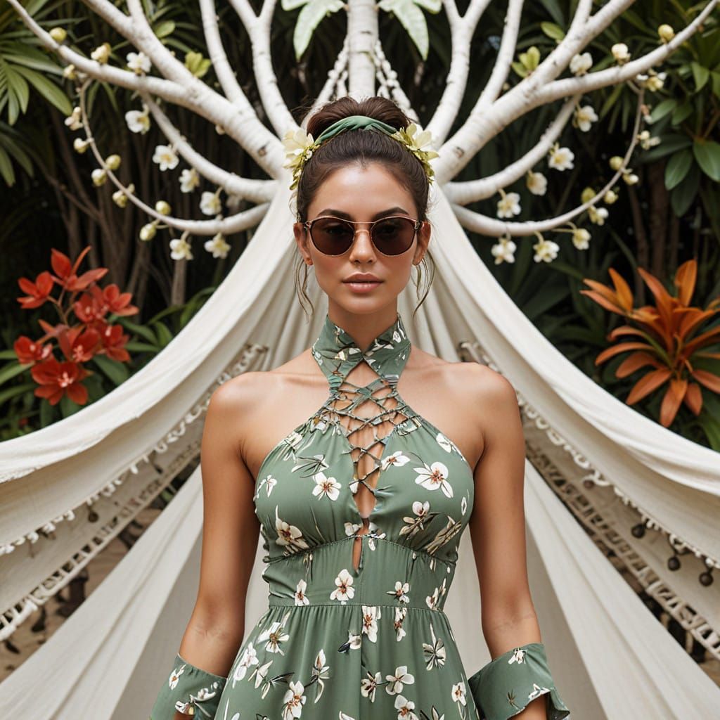 Sun-Kissed Beach Goddess in Floral Bikini