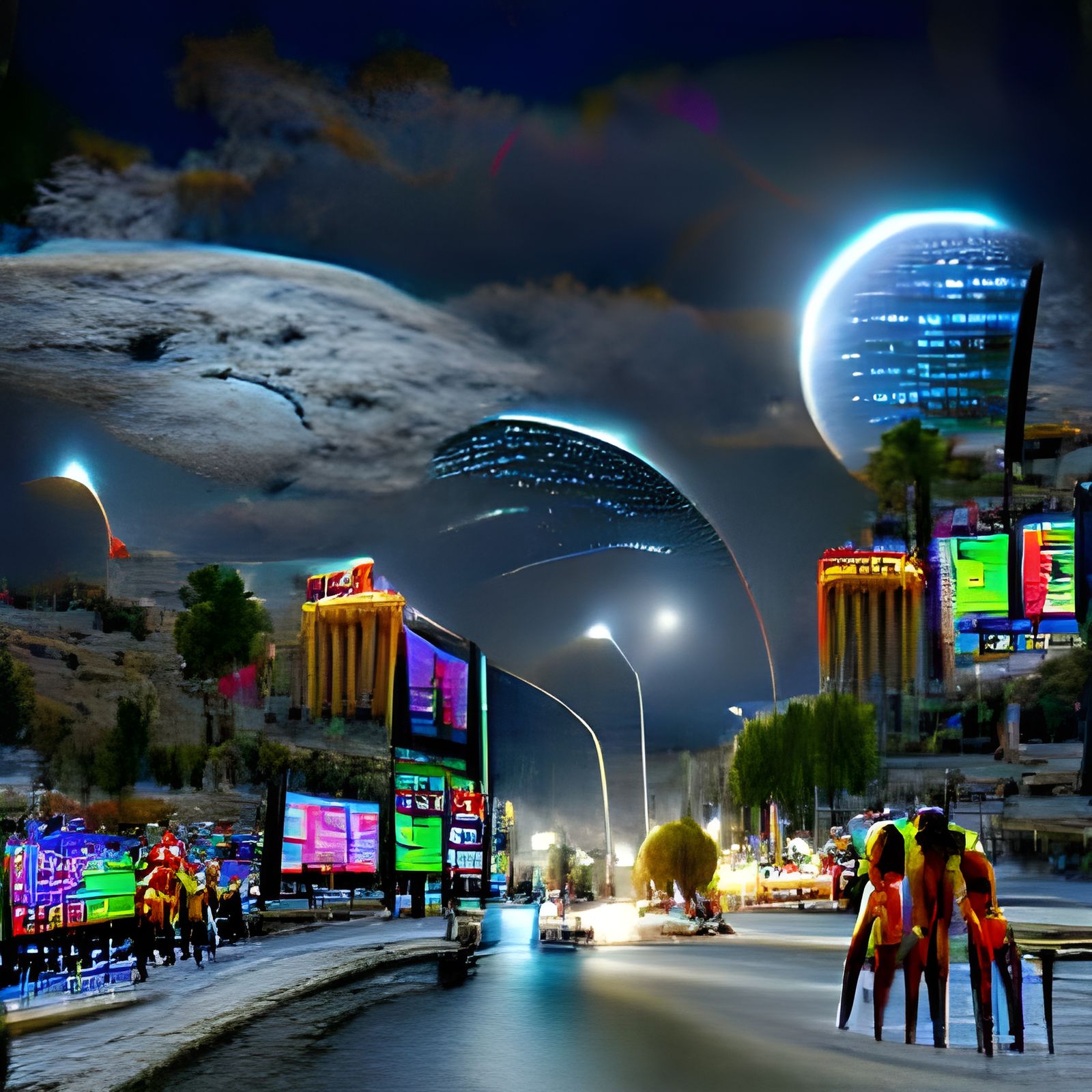 Futuristic Neon Las Vegas Strip at Night