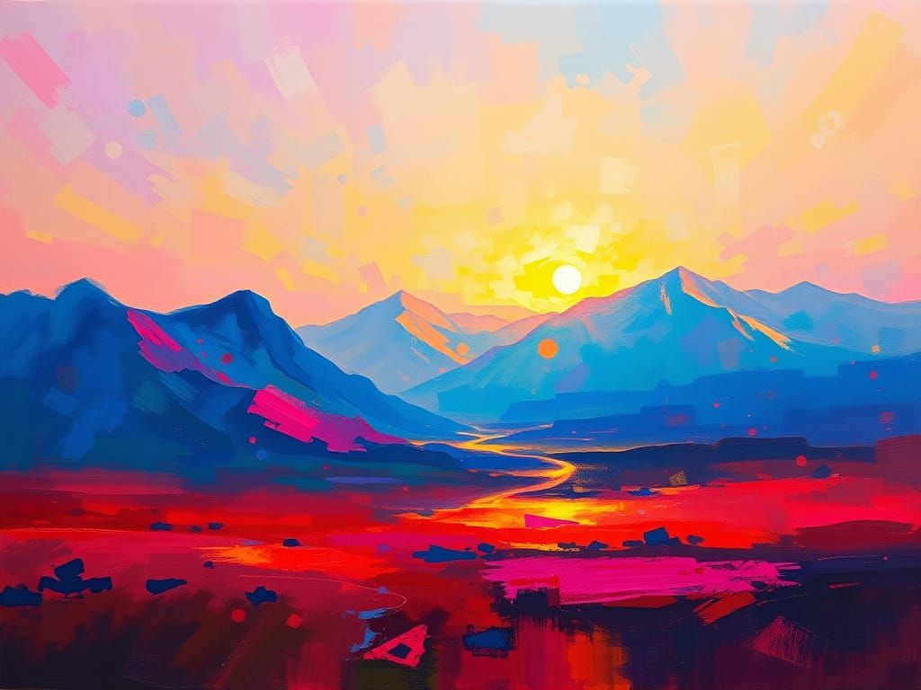 Ethereal Landscape with Iridescent Atmosphere