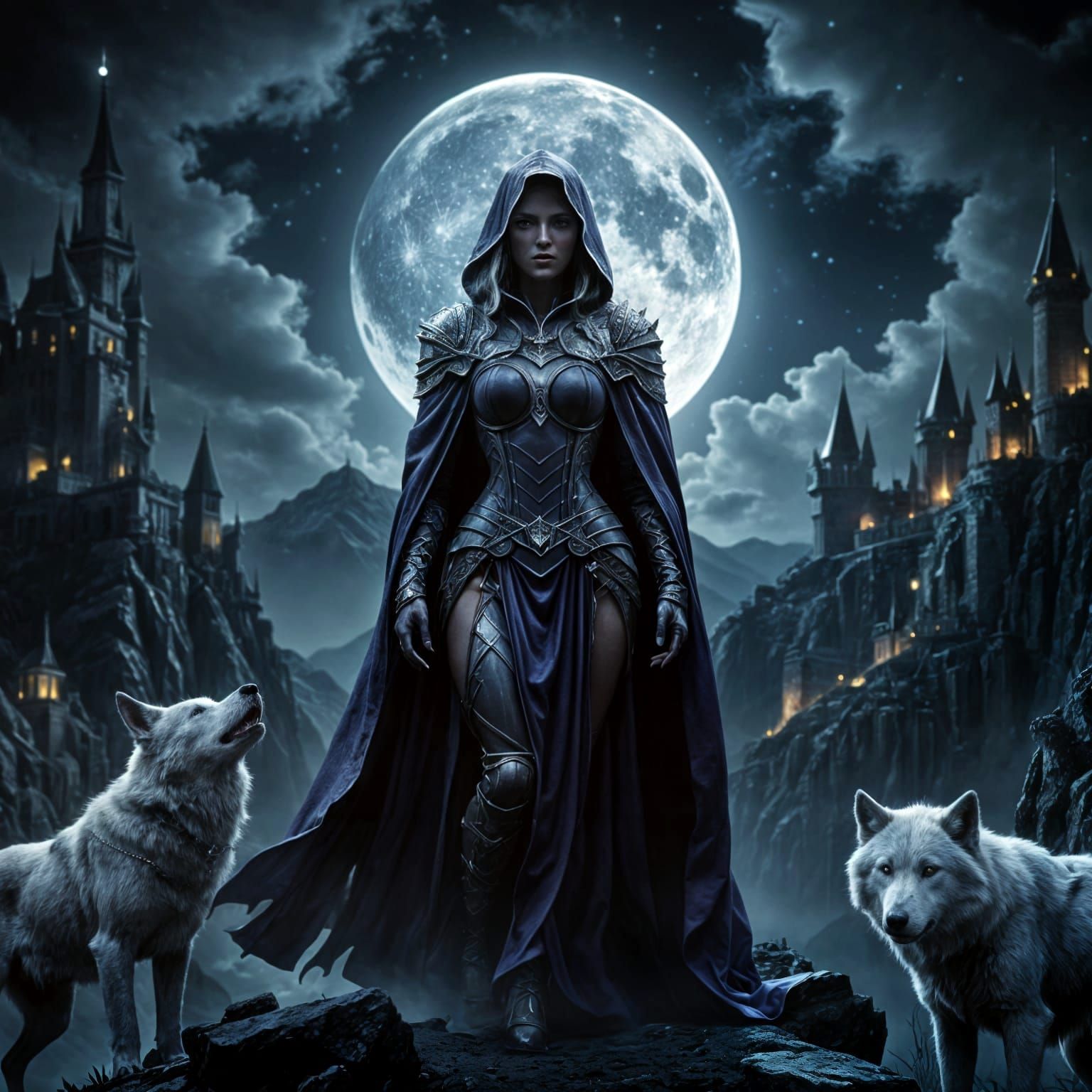 Ethereal Fantasy Cover: Cloaked Maiden and Shining Wolf Unde...