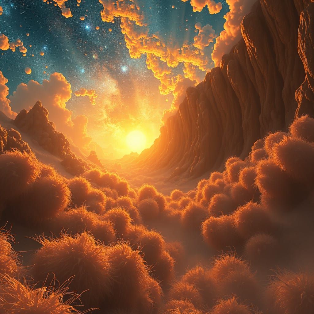 Cosmic Dawn in Vibrant, Ethereal Realms