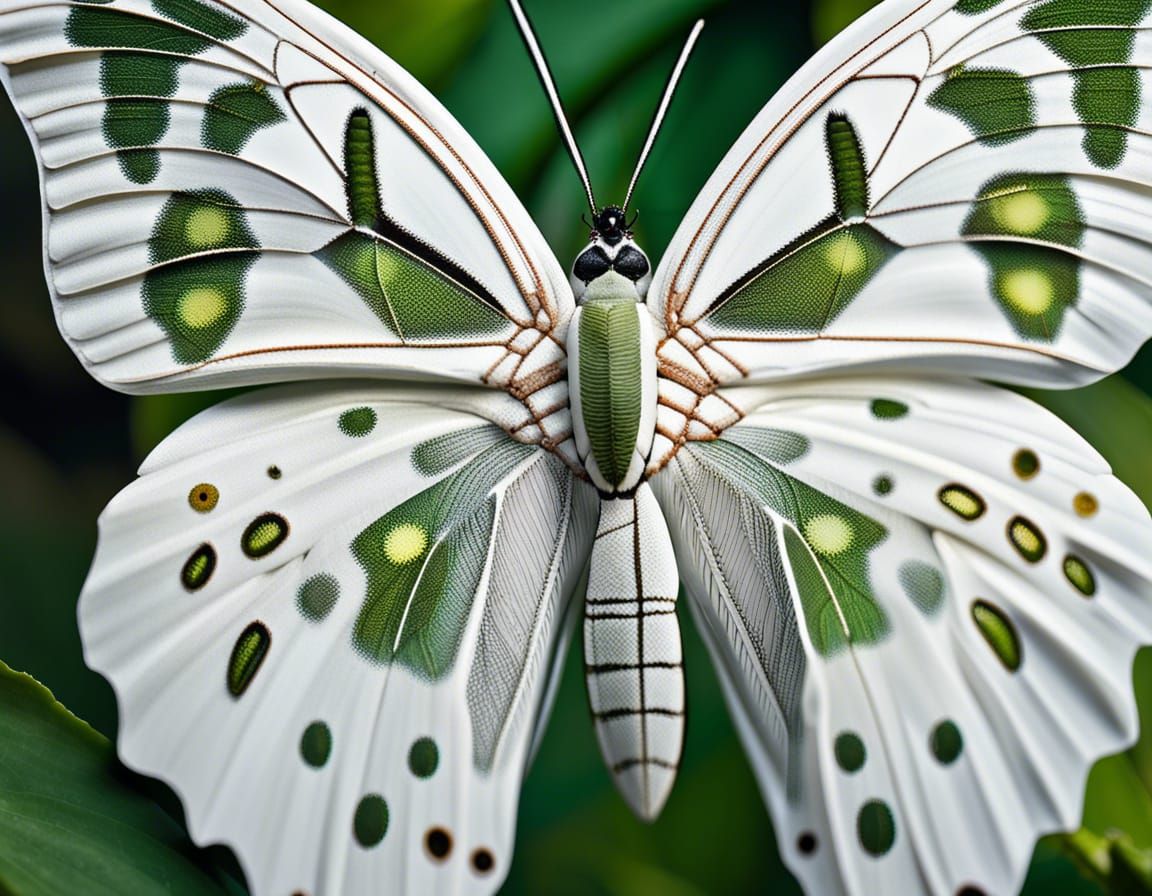 White Butterfly Macro in Vibrant Natural Landscape