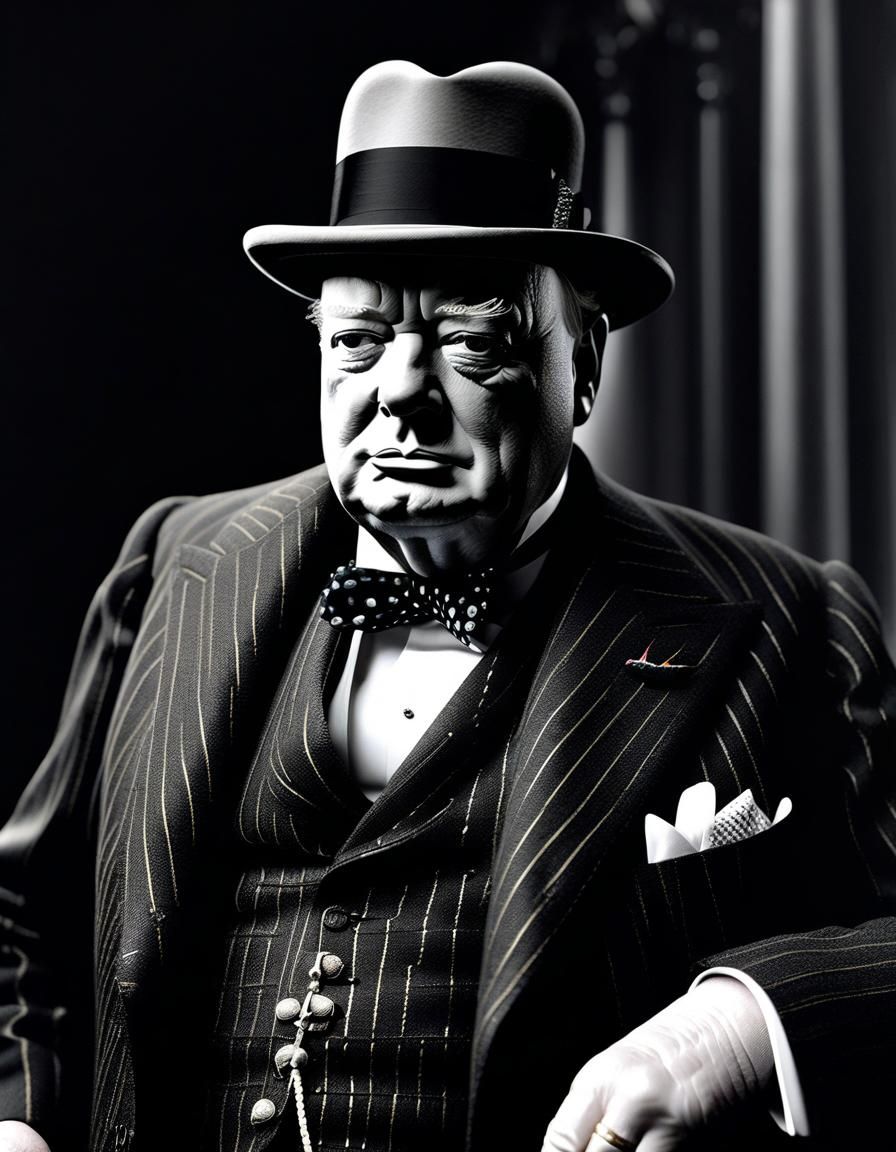 Detailed Portrait of Winston Churchill in Cinematic Style