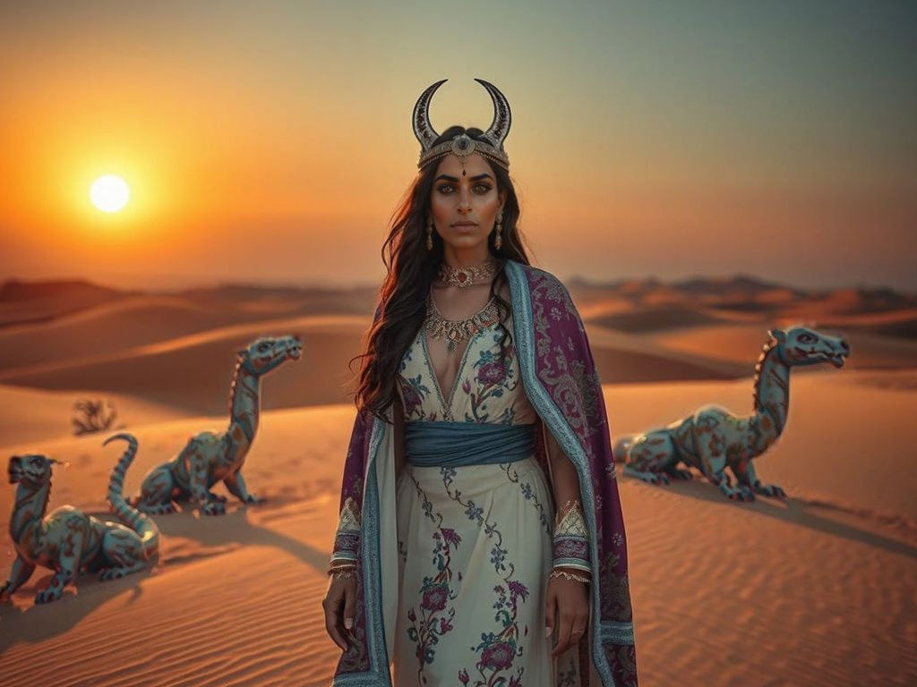Forgotten Desert Princess in Ancient Matriarchal Regalia