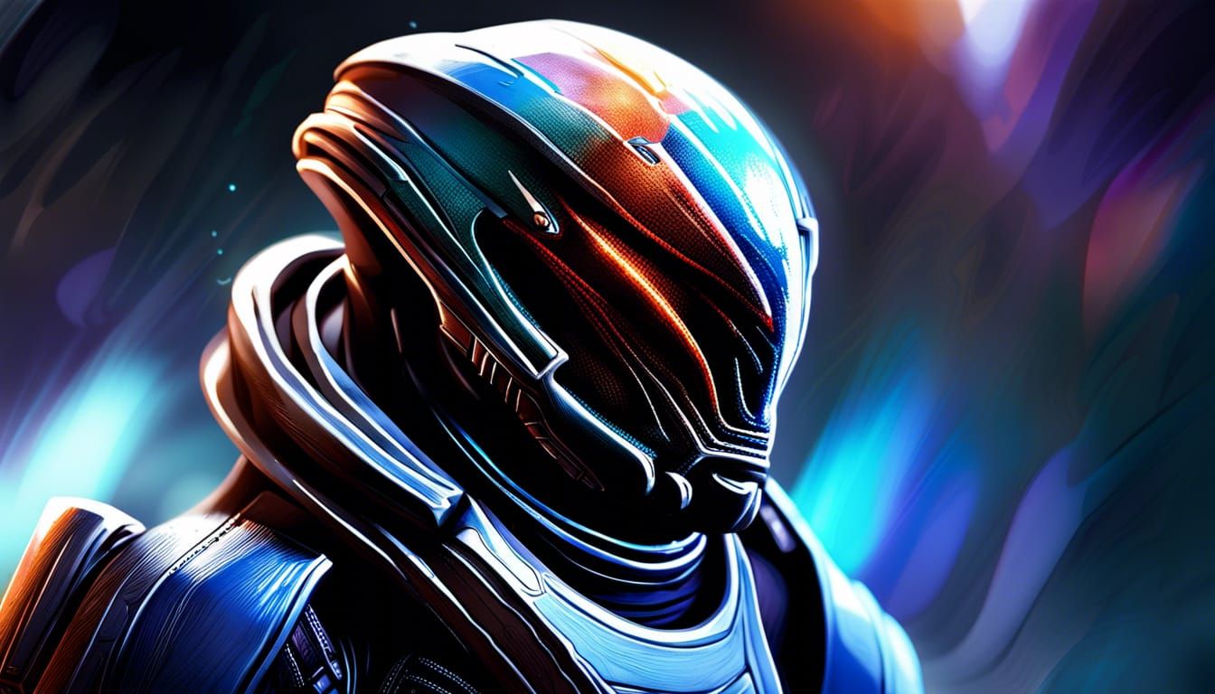 Hyperrealistic Space Soldier in Splash Art Style