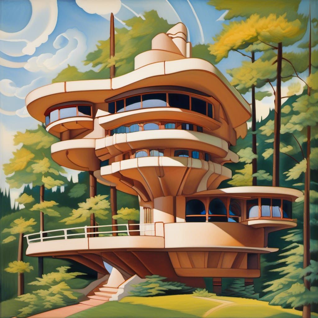 Retro-Futuristic Art Deco Treehouse Design