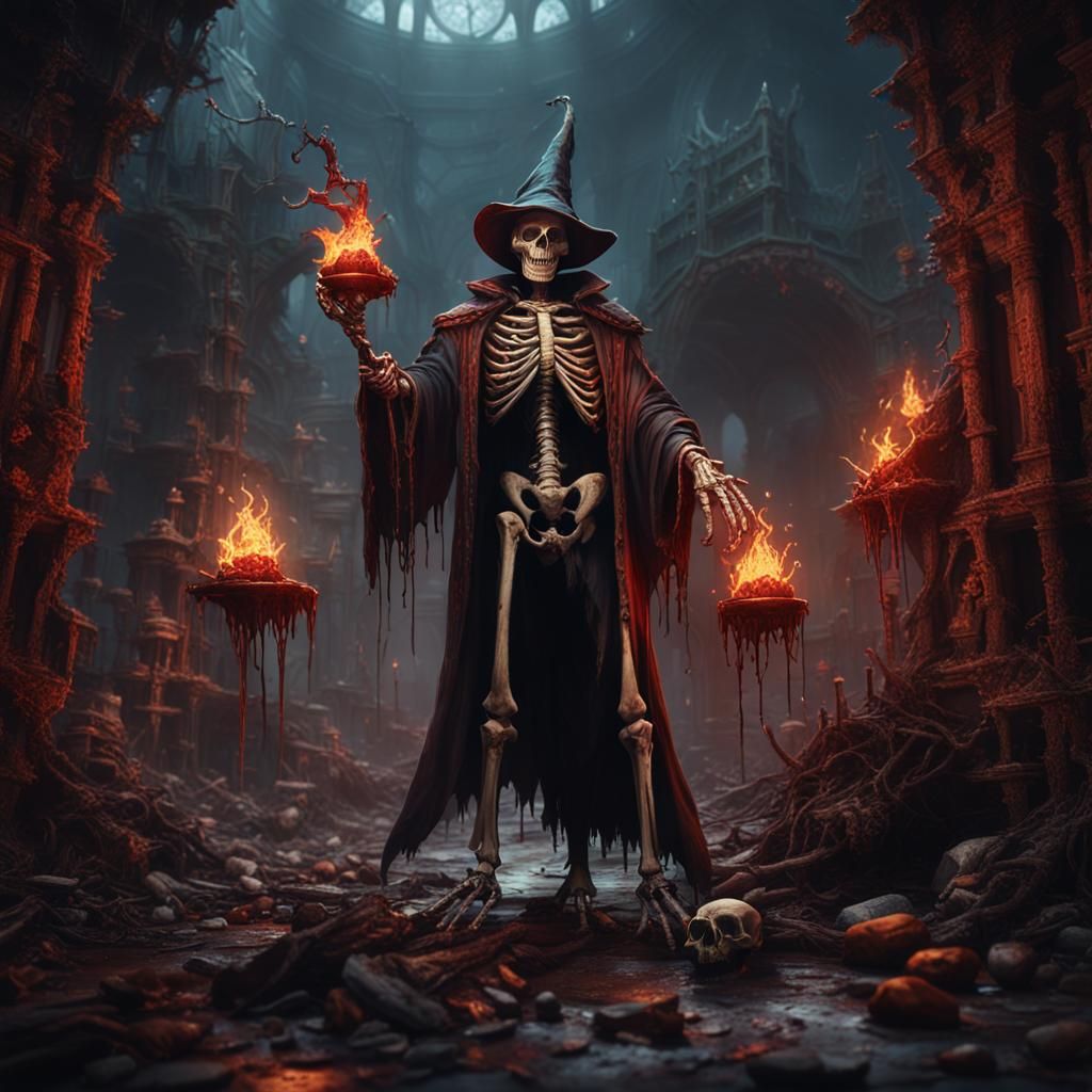 Rotting Skeleton Wizards in Detailed Digital Painting