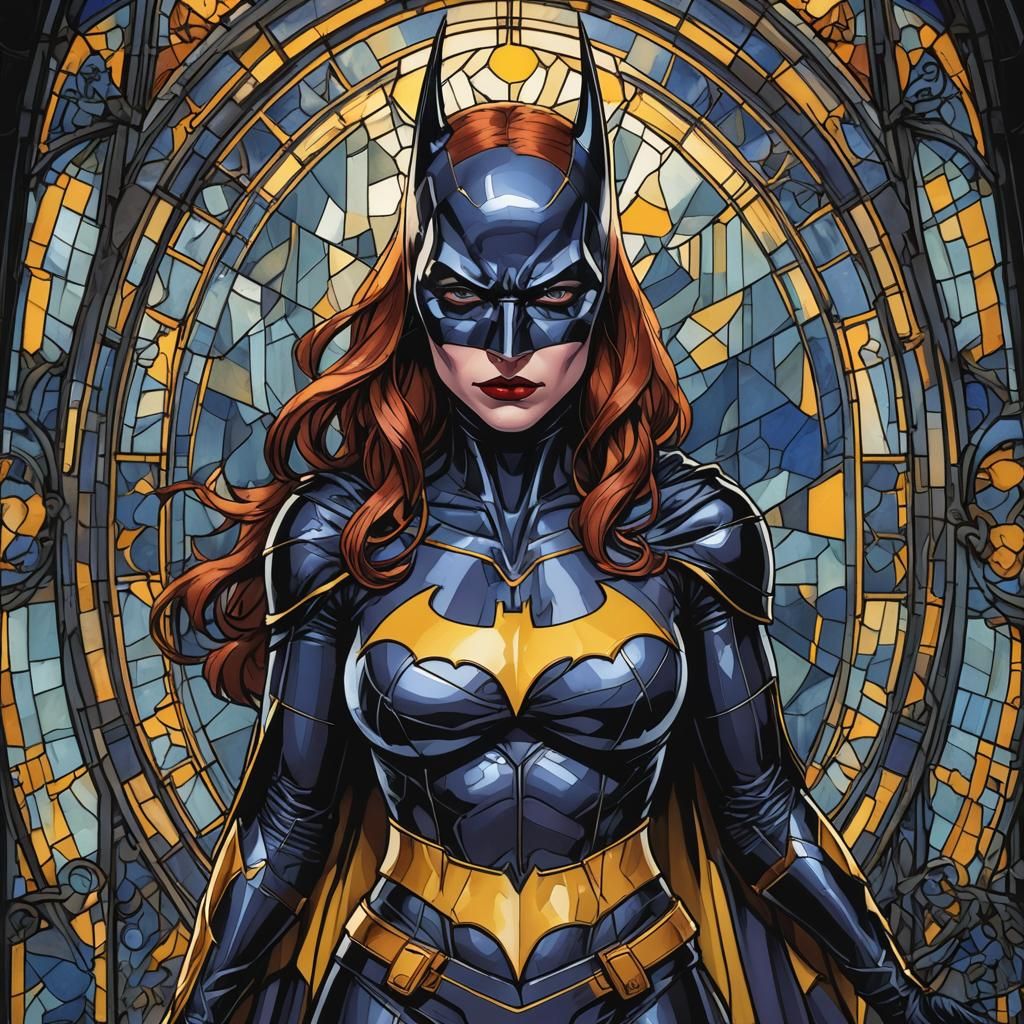 Sinister Batgirl Stained Glass Art