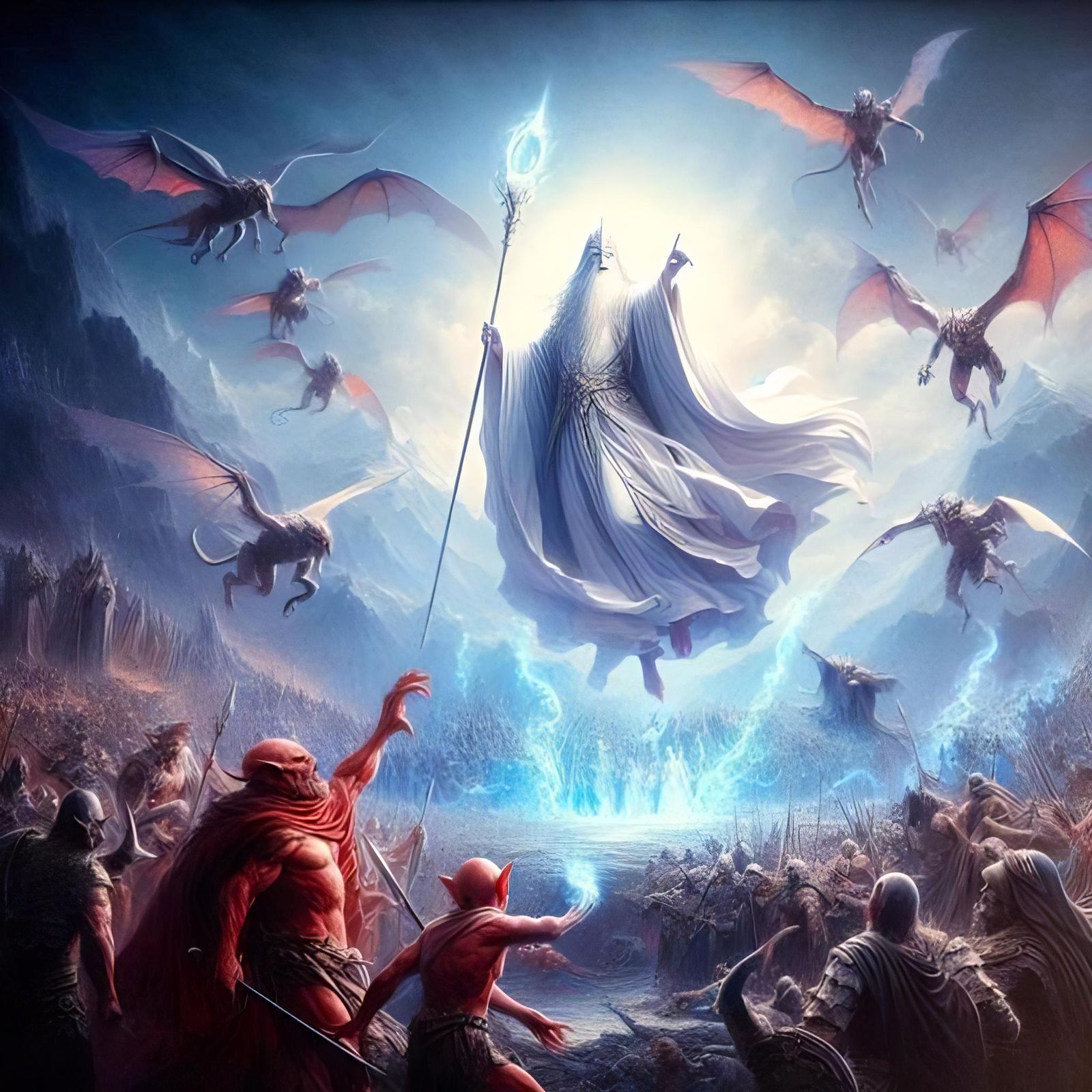 Epic Fantasy Wizard Commands Demonic Horde