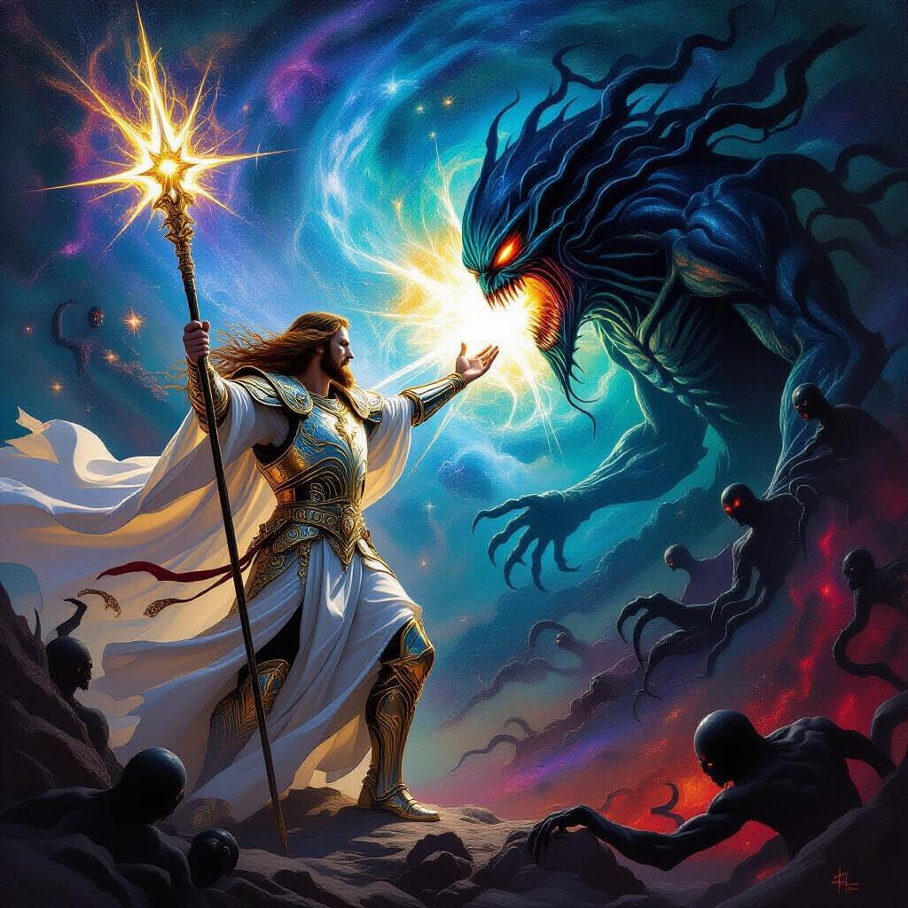 Celestial Armor: Jesus vs Cosmic Horror in Dark Fantasy Styl...