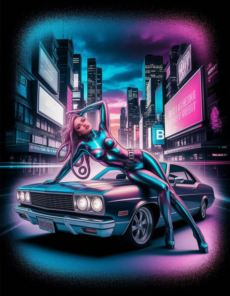 Cyberpunk Woman with Tentacles, 80s Airbrush Style