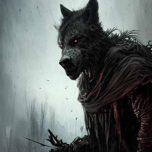 Post-Apocalyptic Undead Wolf in Horror Art Style