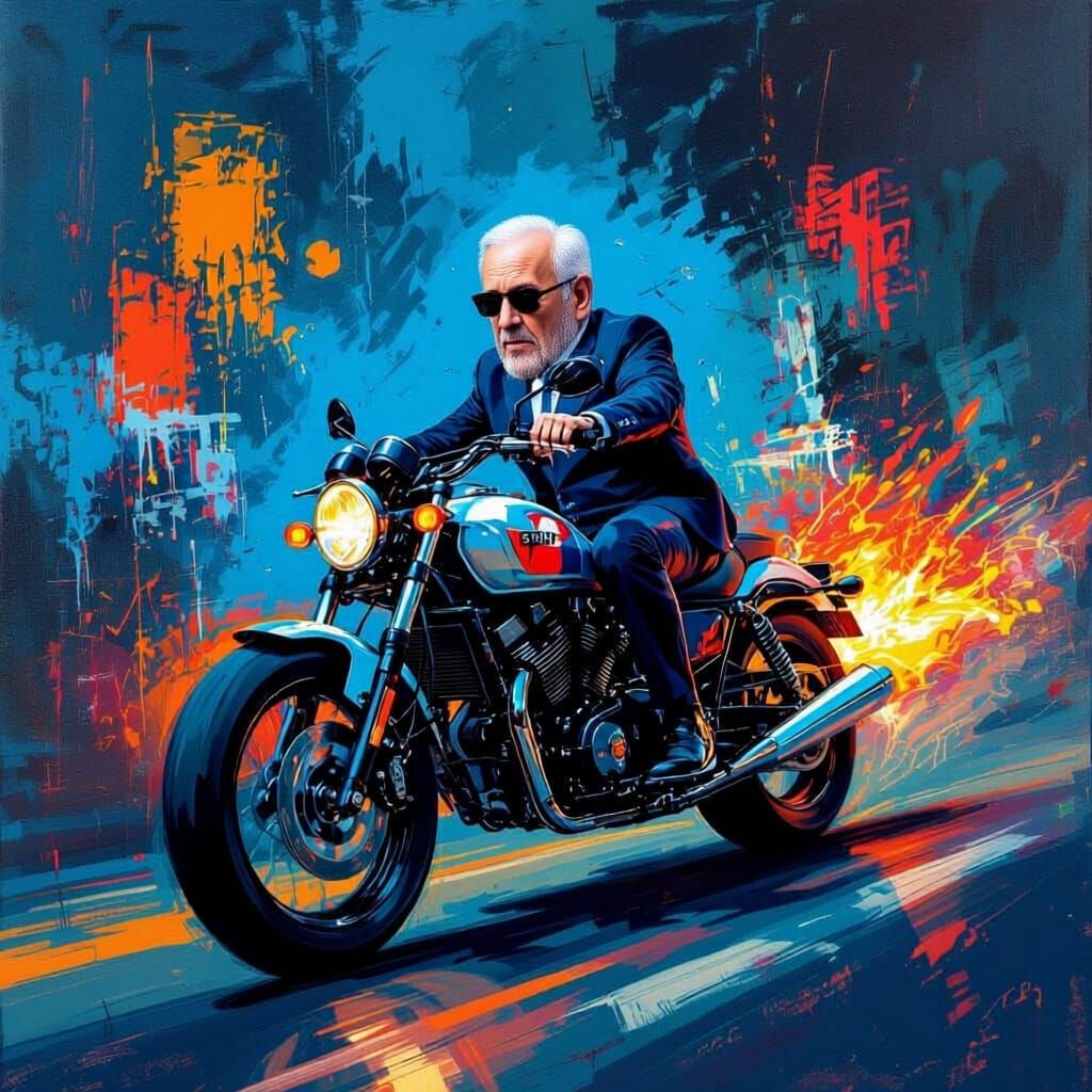 Benjamin Netanyahu Formed by Vibrant Paint Splash