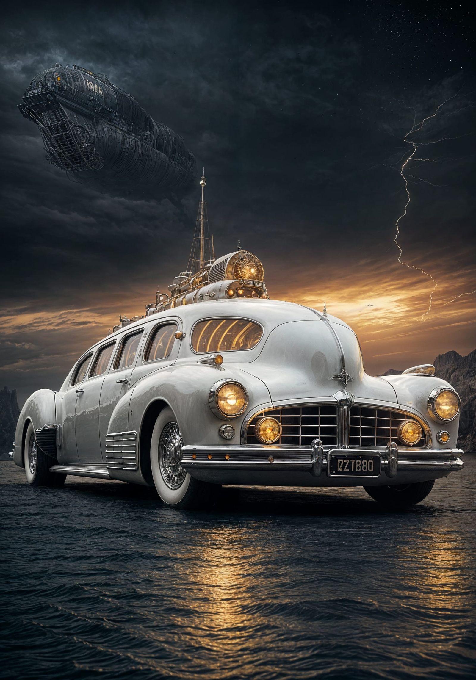 Steampunk Submarine Limousine in Vintage Style