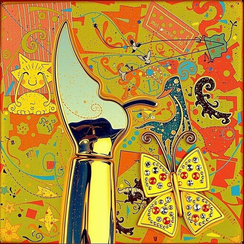 Glinting Gold and Silver Metallic Reflections