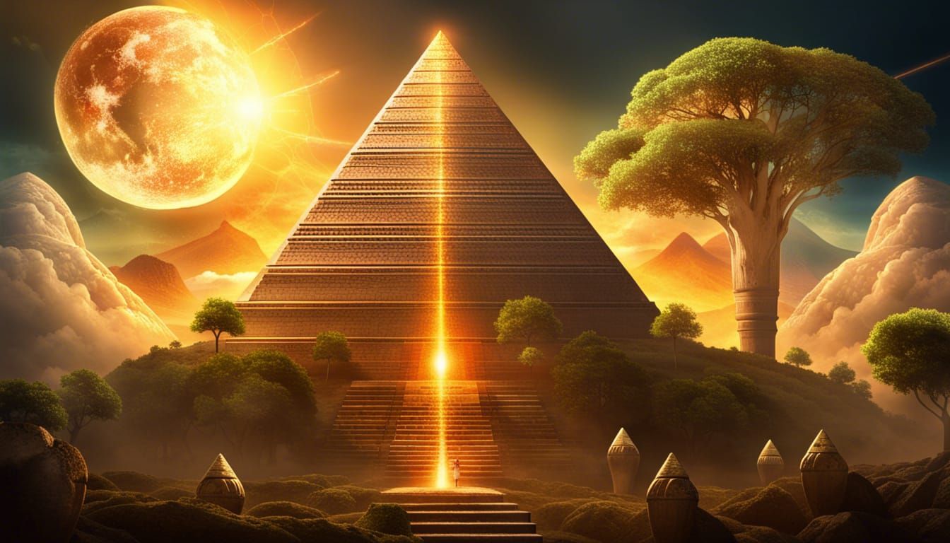 Awakened Human at Great Pyramid with Tree of Life