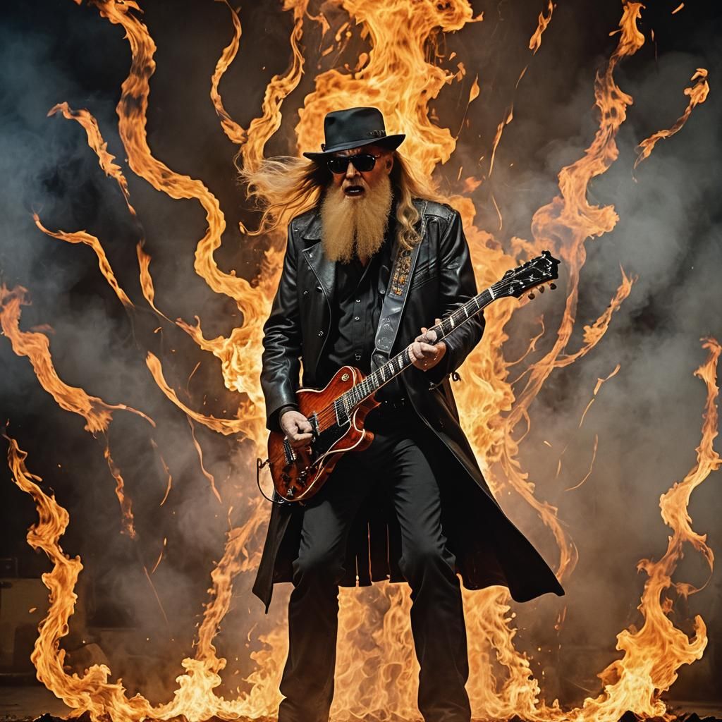 Guitarist in Flames: Intense Music Photography