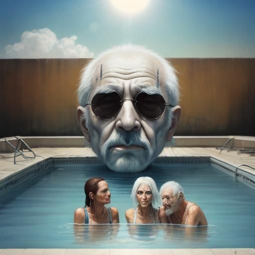 Surreal Photo of Men in Ice Cream Pool