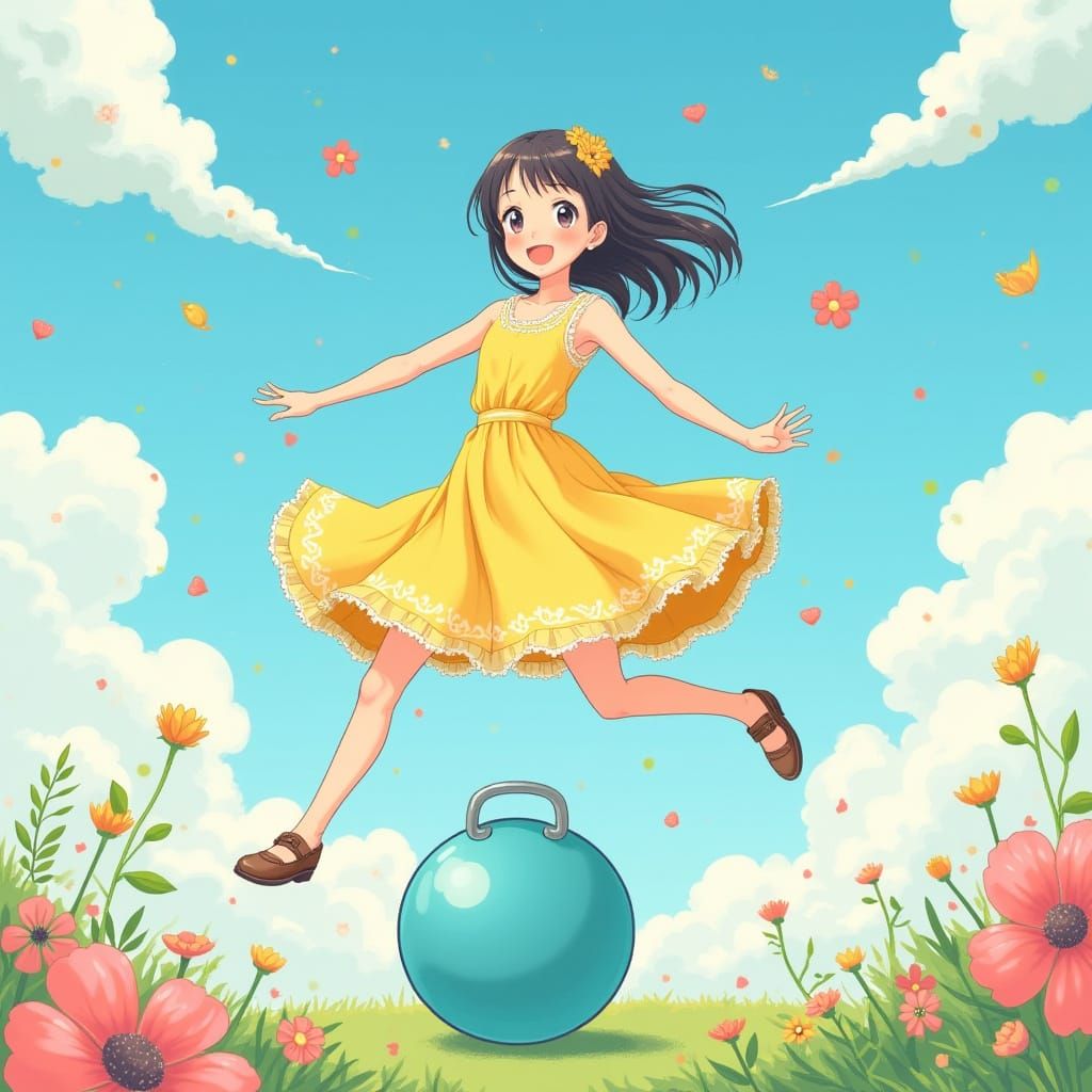 Haru Yoshioka Bouncing on a Hopper Ball