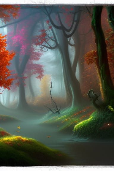 Autumn Forest Flowers in Detailed Matte Painting