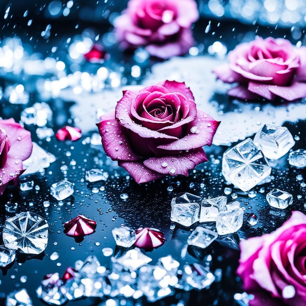 Black Ice Roses with Sakura Blossoms on Empire Map