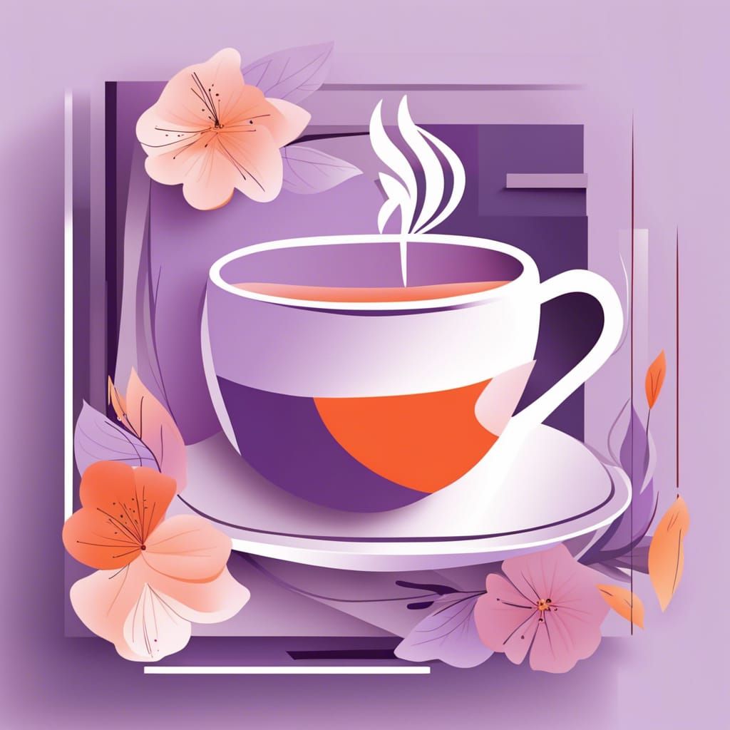 Modern Cafe Logo in Lilac and Orange