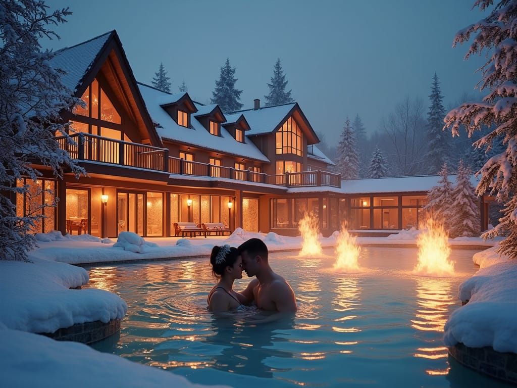 Idyllic Winter Scene at the Kissalis-Therme in Bad Kissingen...