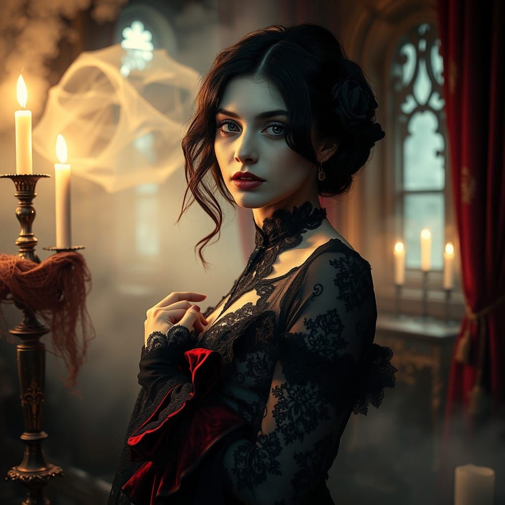 Hauntingly beautiful Gothic woman