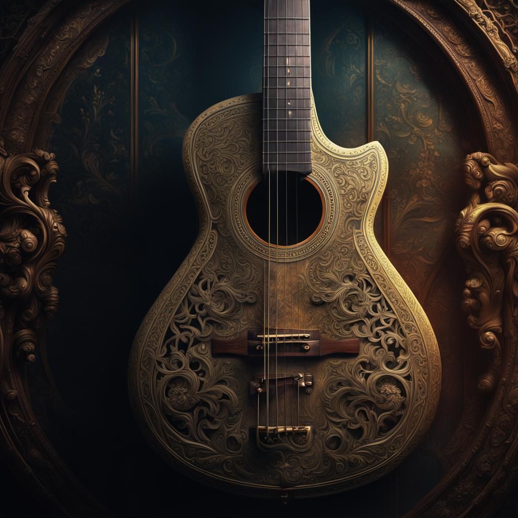 Vintage Guitar: Epic Cinematic Digital Art