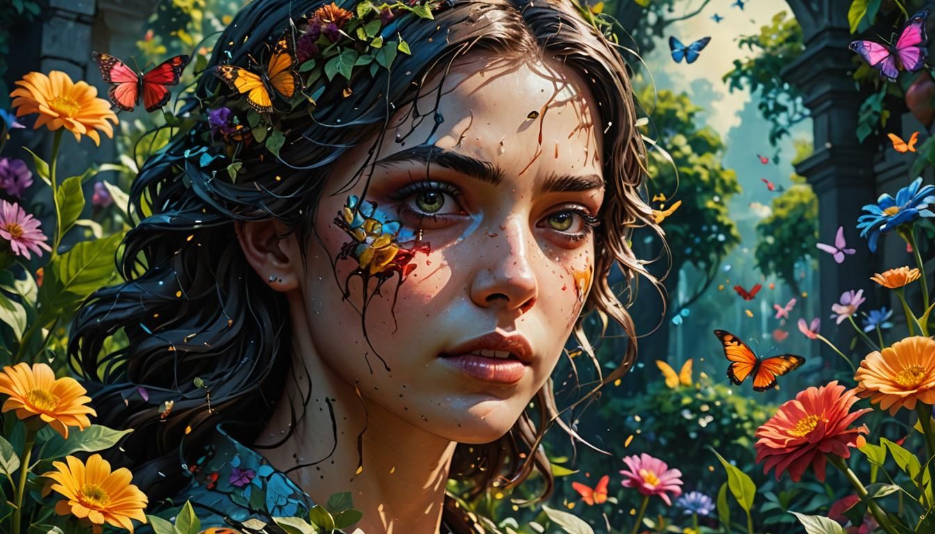 Hyperrealistic Garden of Good and Evil Splash Art