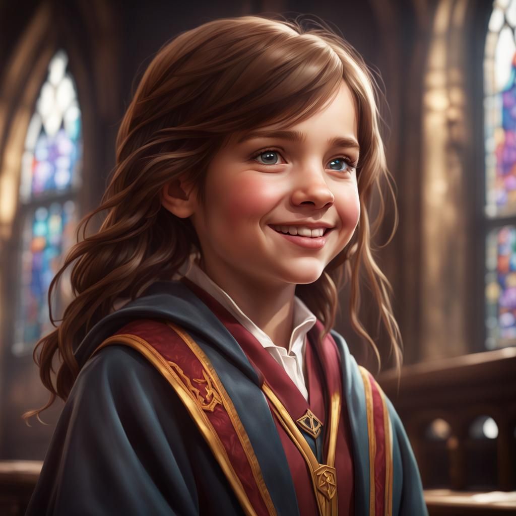 Girl in Hogwarts Robes Portrait
