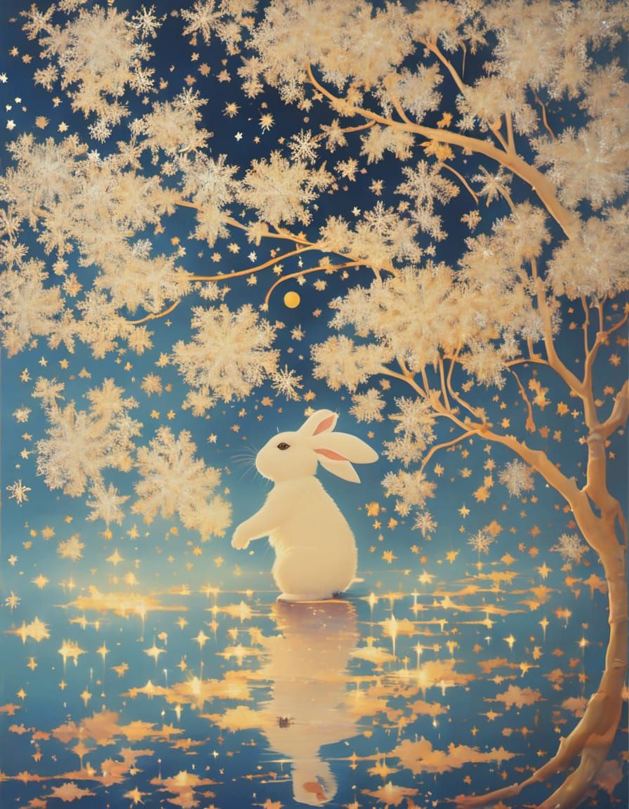 Snowflakes, white rabbit  🐇✨