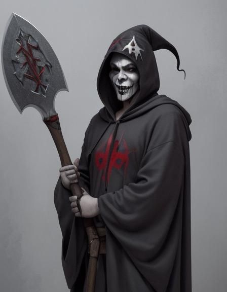 Medieval Executioner with Juggalo Face and Axe