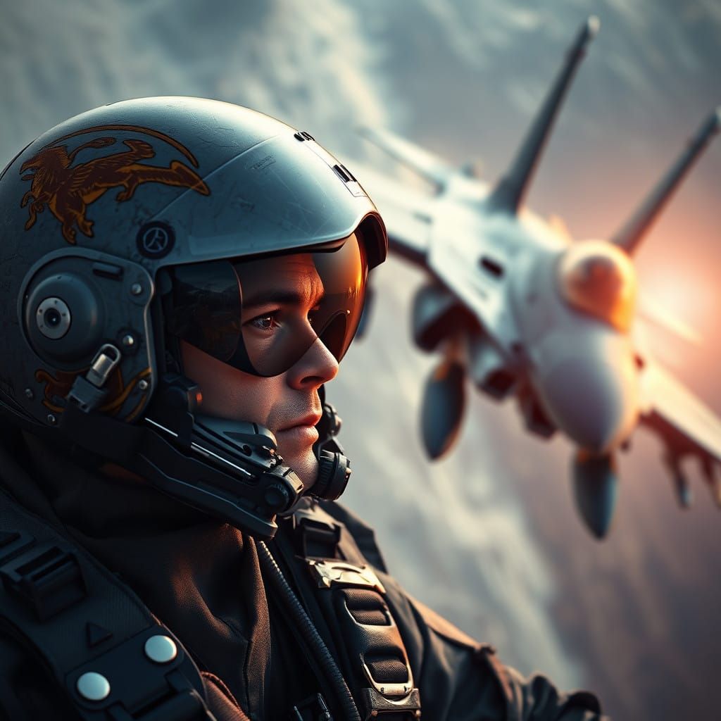 Mig 29 Pilot in High-Tech Goggles Reflecting F-18 Hornet in....