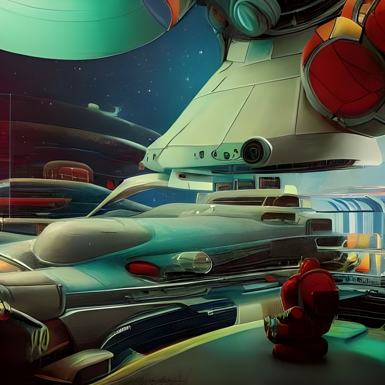 Cosmic Cityscape in Neo-Futuristic Style